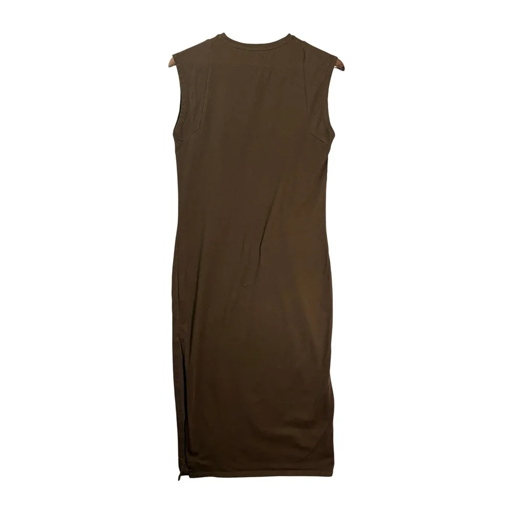 FRAME Womens Le Muscle Midi T Shirt Dress M Chocolate Organic Cotton Minimalist - Picture 3 of 8
